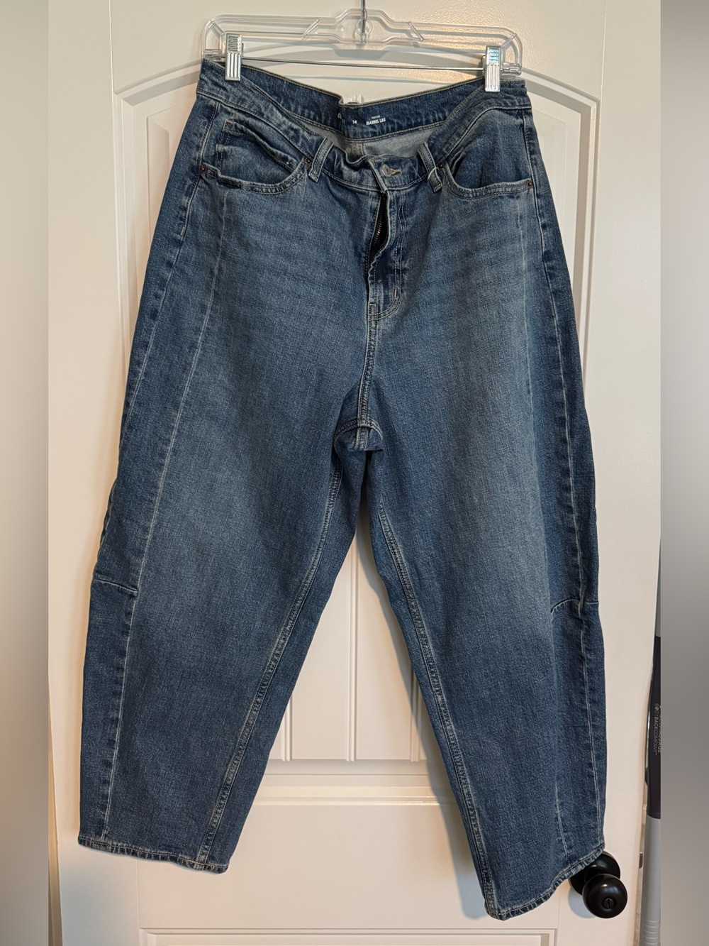Old Navy Blue Barrel Leg High-Rise Jeans